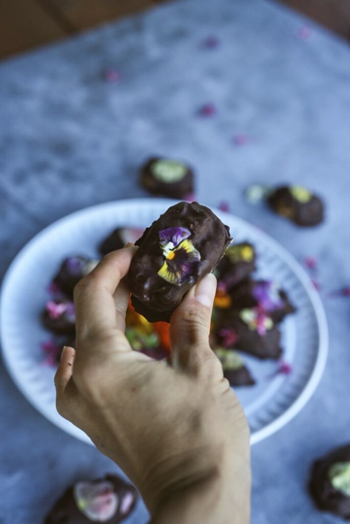 Chocolate Covered Peanut Butter Stuffed Dates. A healthy dessert for every occasion.